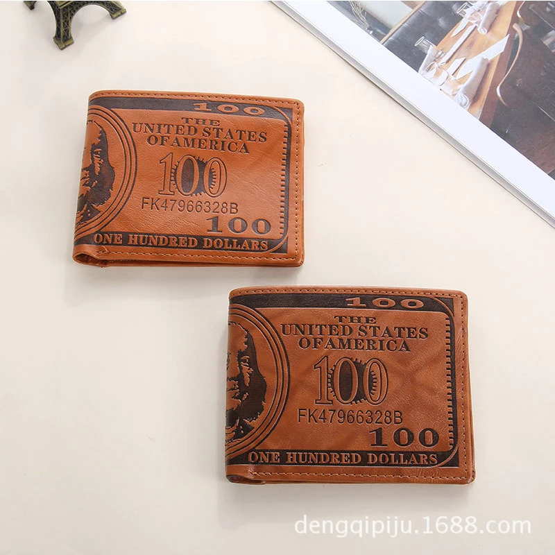Bokinslon из искусственной кожи Короткий Мужской кошелек модный 100 USD Графический для