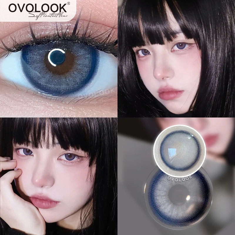 

OVOLOOK-2pcs/pair Natural Color Contact Lenses Beauty Eye Color Lens Eye Contacts Colored Lenses for Eyes (Dia:14mm, For Myopia)