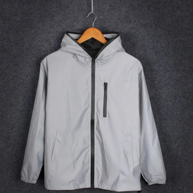 Мужская Светоотражающая куртка с капюшоном водонепроницаемая флуоресцентная в