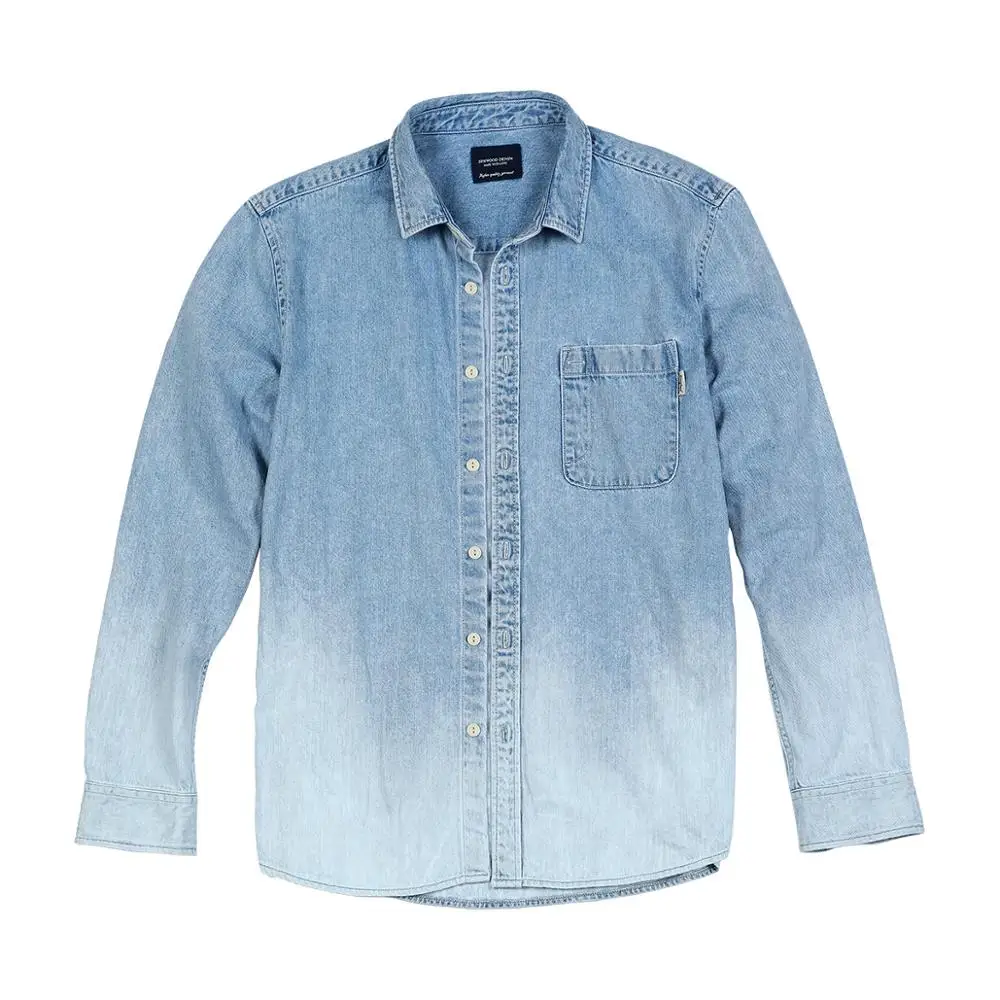 

SIMWOOD 2021 spring summer new washed-denim western Shirt men fashion 100% cotton plus size comfortable shirts SJ120008