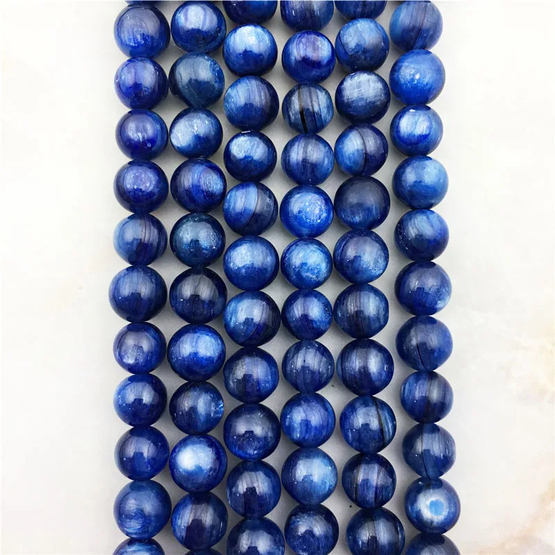 6 8mm Natural Noble Smooth Cyanite Beads High Quality Round Blue Kyanite Gem Loose Stone Jewelry For Making Bracelet Necklace | Украшения и
