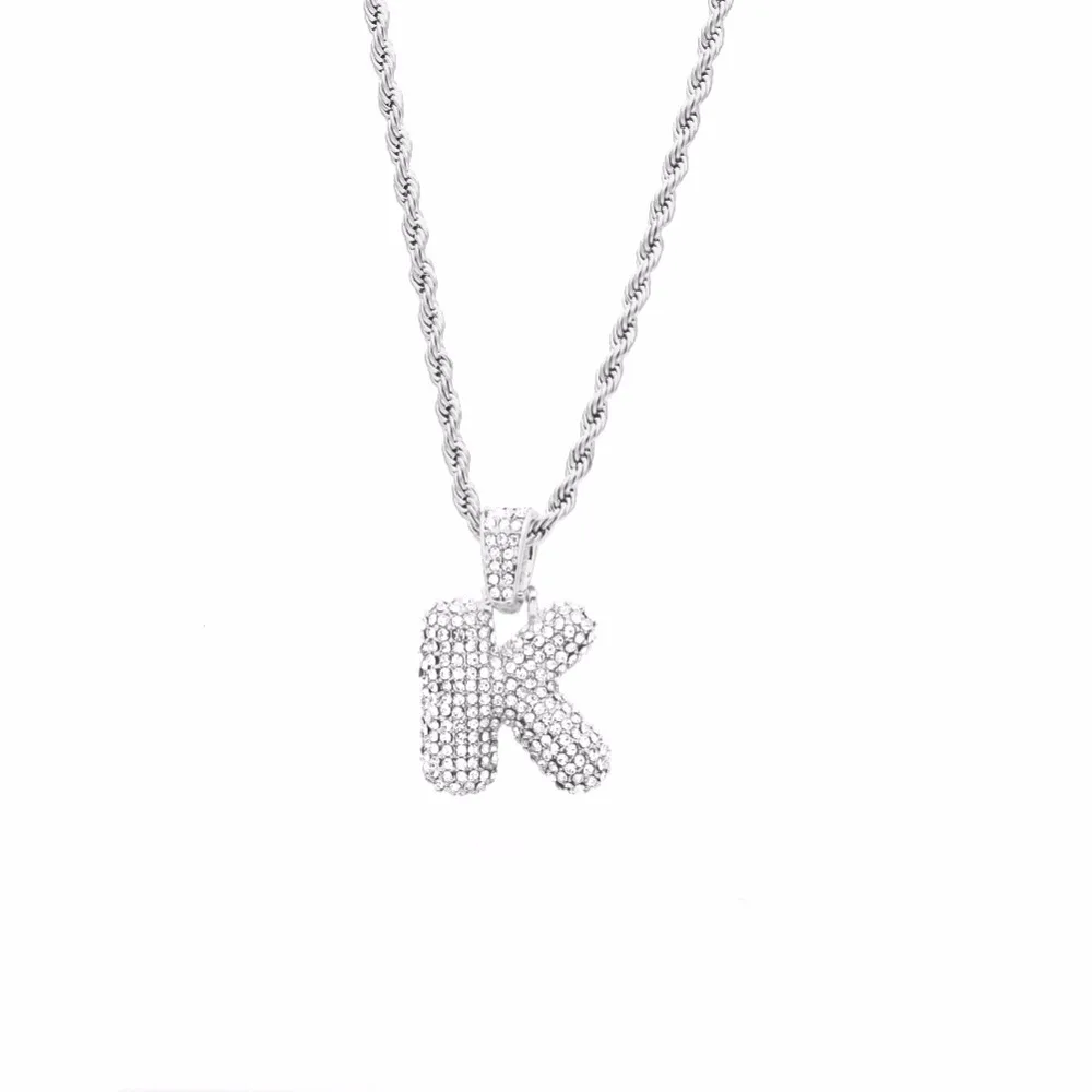 Сплав Bling Bubble Intial Let Iced Out горный хрусталь A-Z начальный кулон золотистый Серебристый с розой Подвеска золотого цвета кулон ожерелье