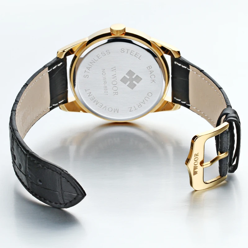 Часы WWOOR Мужские кварцевые брендовые Роскошные водонепроницаемые повседневные