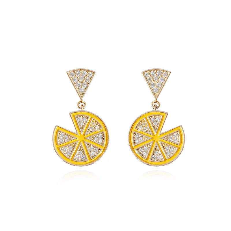 

New temperament net red small fresh lemon earrings cute jewelry