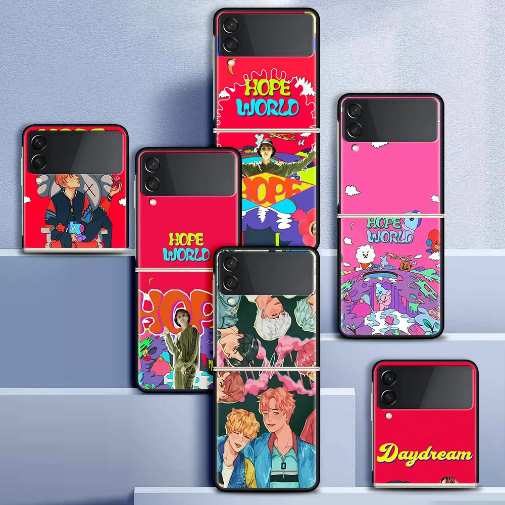 

Back Case for Samsung Galaxy Z Flip 3 5G Fold Shell For Galaxy ZFlip3 Foldable Cover Hard Phone Coque Bag Bangtans Hope World