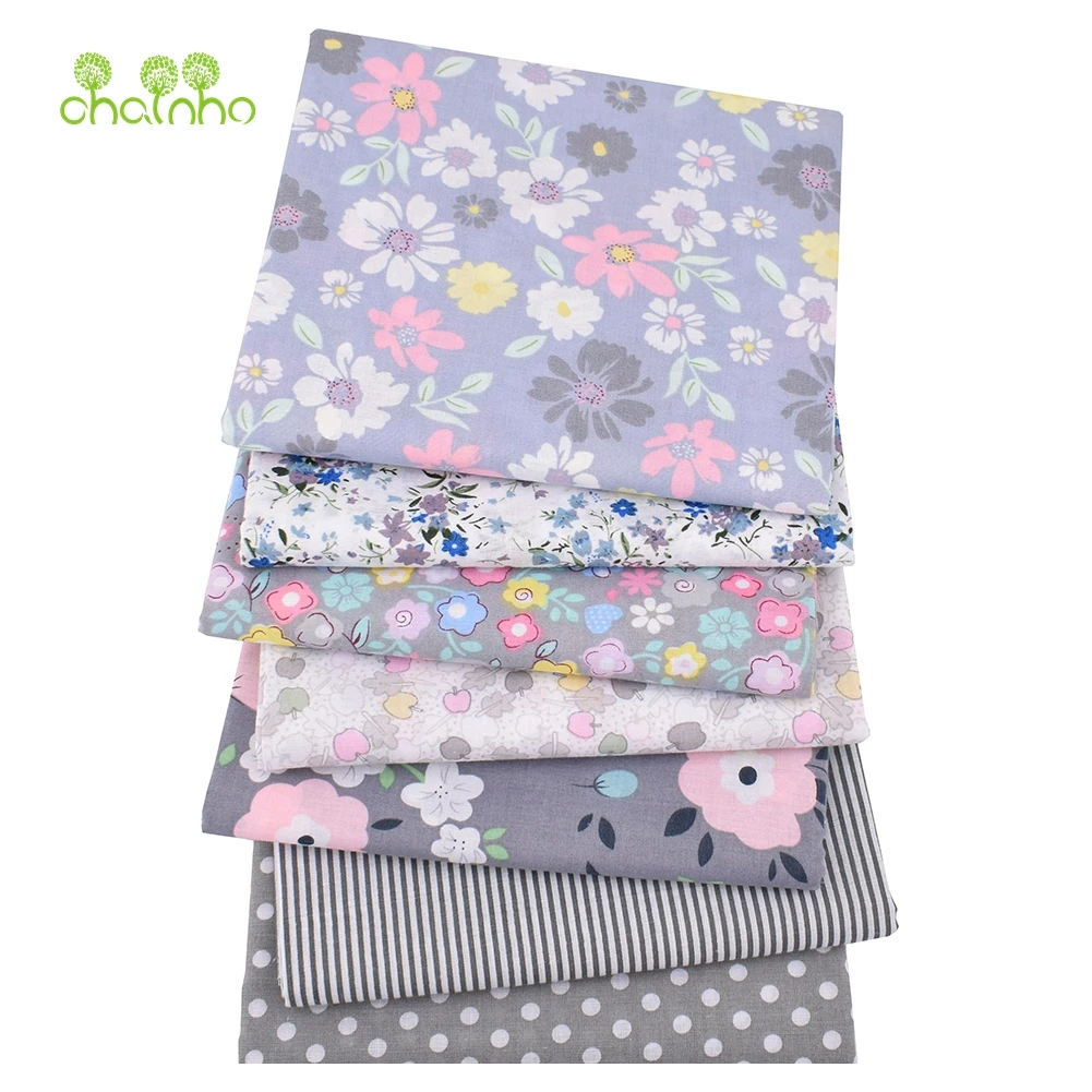 Chainho 7 шт./лот серая Цветочная хлопчатобумажная простая тонкая ткань Лоскутная