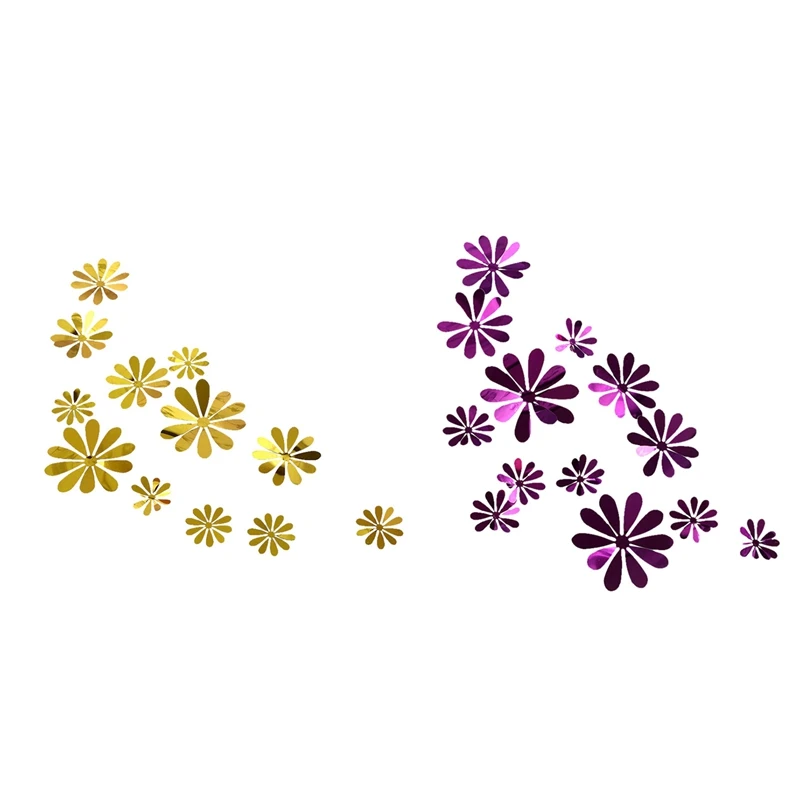 24 шт. новые 3D зеркальные наклейки на стену с цветами Свадебный декор для