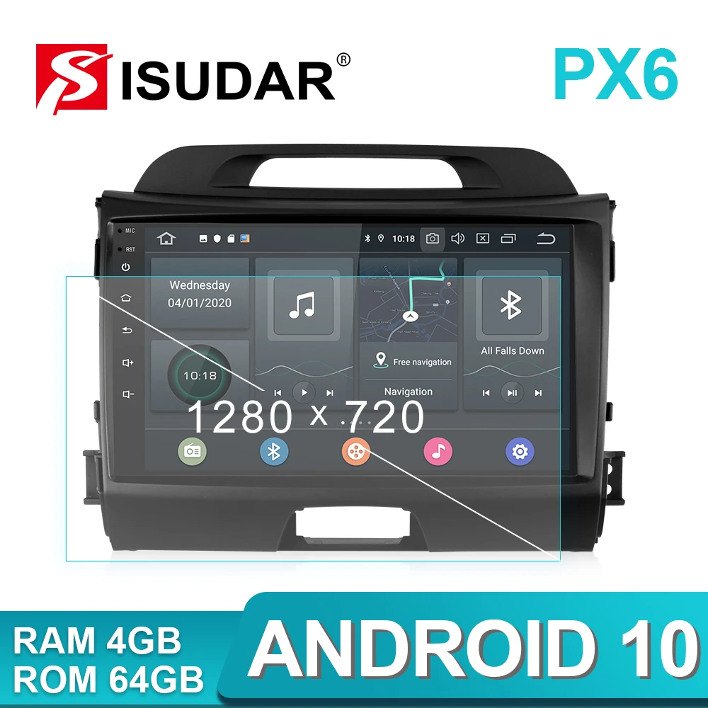 ISUDAR PX6 Android 10 автомобильное радио для KIA/Sportage 2010 2011 2012 2016 Авторадио Мультимедиа GPS DVR