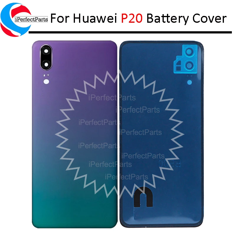Задняя крышка батарейного отсека для Huawei P20 стеклянная панель + объектив камеры