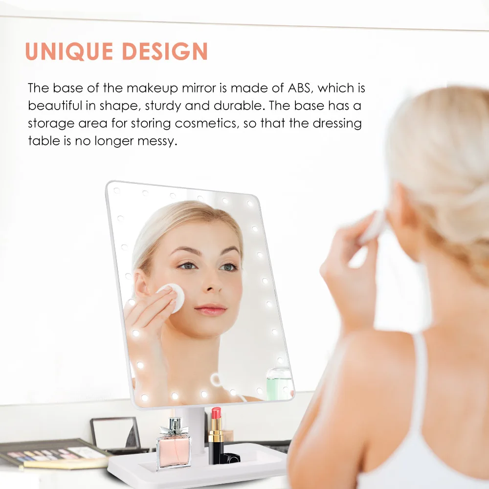 

LED Makeup Mirror 24 Light Magnifying Countertop Touch Screen Cosmetic Magnifier Small Mirror Beauty