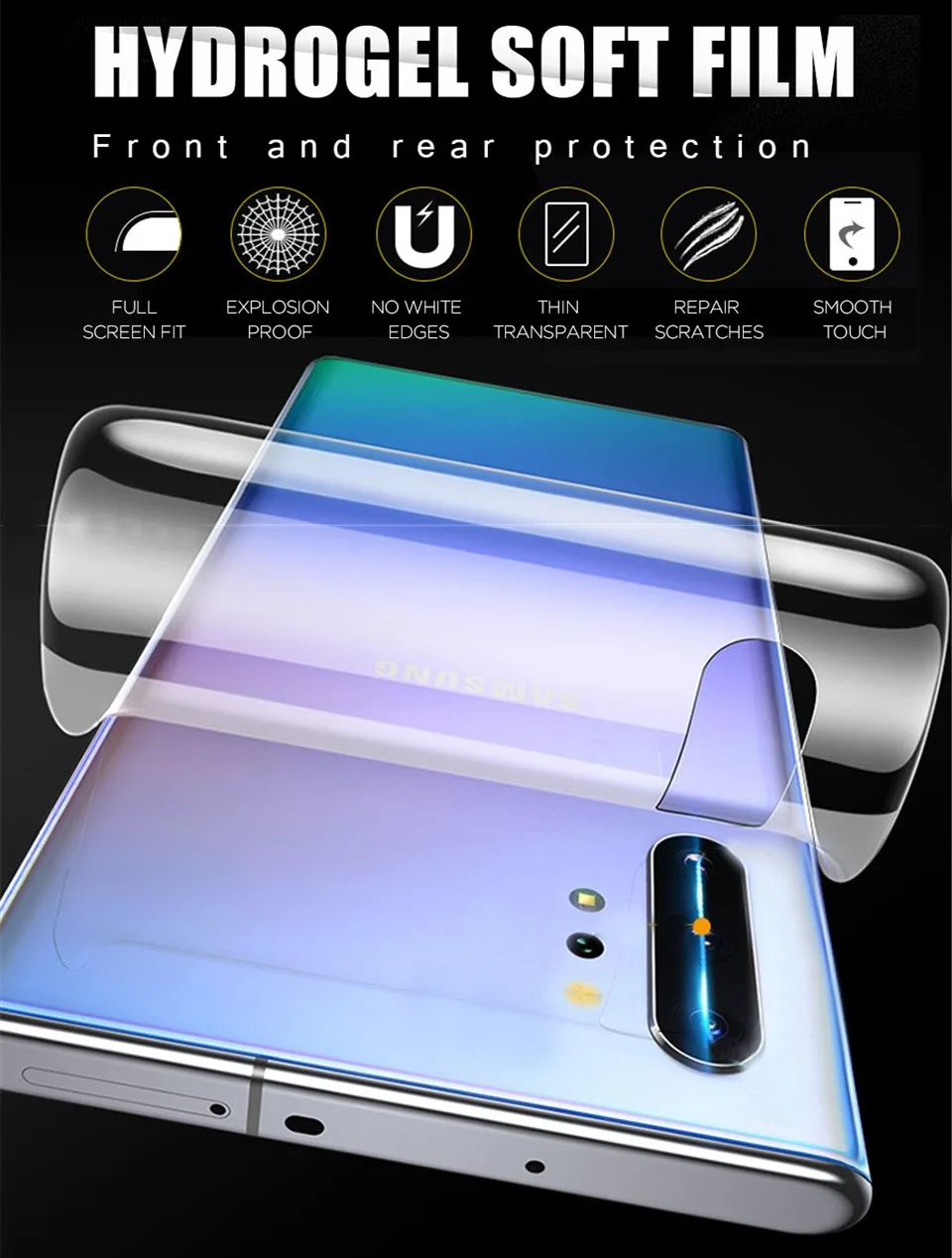 35D полное покрытие Гидрогелевая пленка для samsung A50 A70 A10 A40 A20 A60 A30 A80 A90 Note 9 10 Plus Защитная пленка для задней панели не стекло