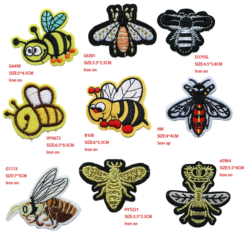 4 шт./партия симпатичные и умные пчелы мультфильм значок железа на патчи для