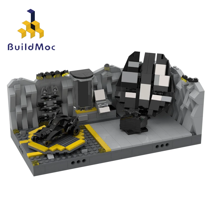 

Buildmoc Creator Movie Series Action Figures Creative Super Heroes Lab Cave Black Car Model Building Blocks Toys For Boy Gifts