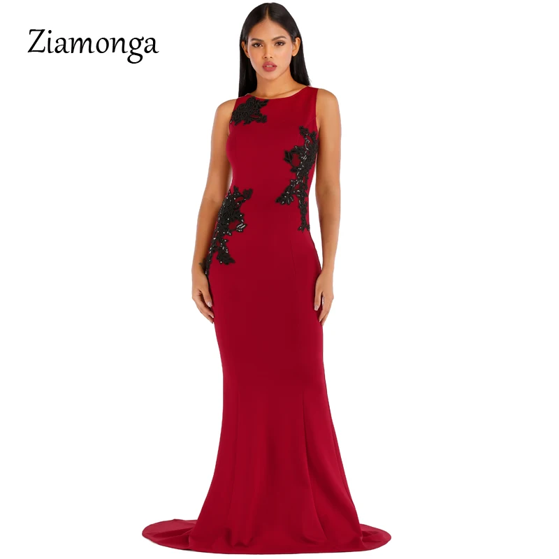 Длинное женское вечернее платье Ziamonga Кружевное облегающее с открытой спиной