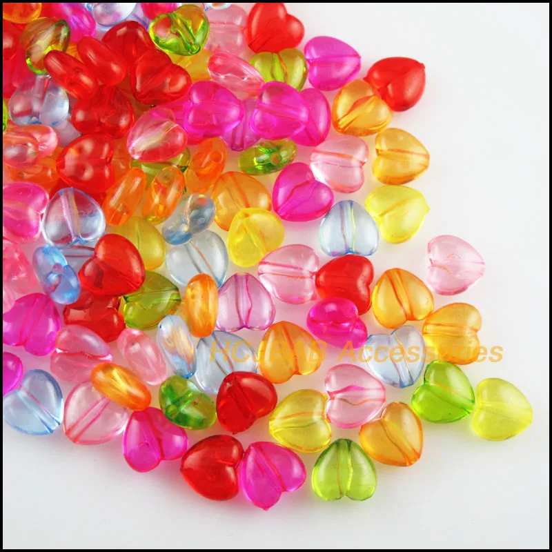 100 шт. прозрачные Смешанные акриловые бусины-разделители в форме сердца 10 х10 5 мм |