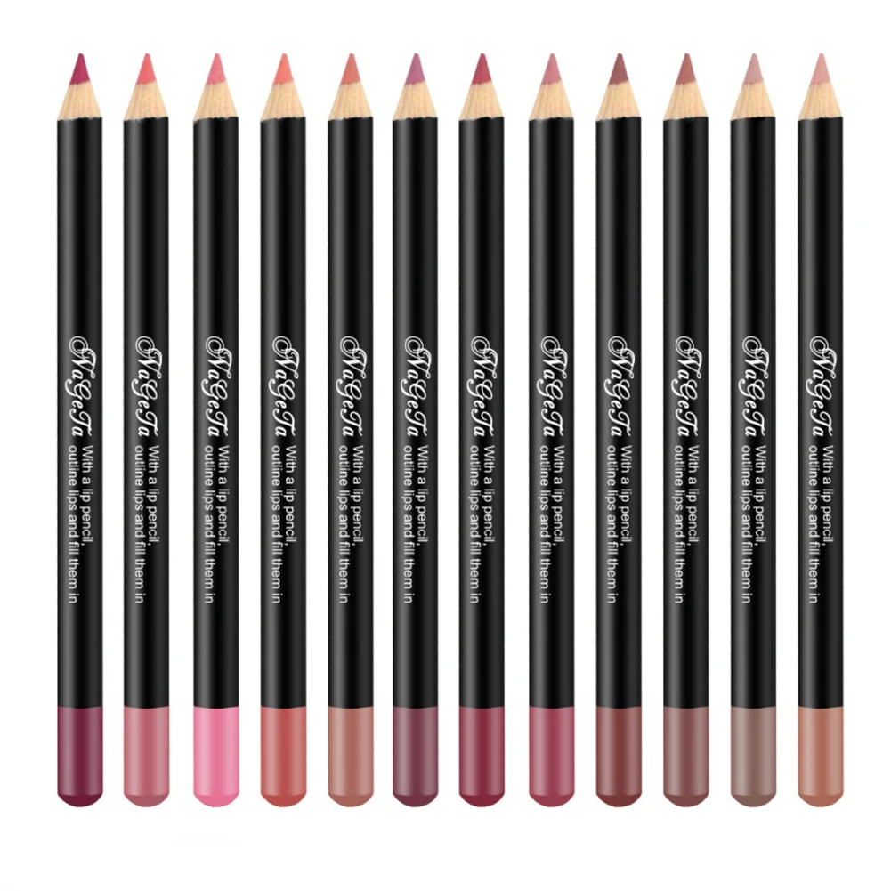 

12 Color Matte Lip Liner Waterproof no blooming Lasting Lip Gloss Lips Makeup Lipliner Makeup Tools Beauty Color Drawing Pen