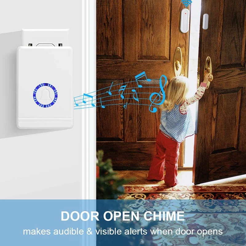 Door Open Sensor Chime Entry with Adjustable Volume 600Ft Long Range LED Flash 48 Chimes Nightlight Function Wi | Безопасность и