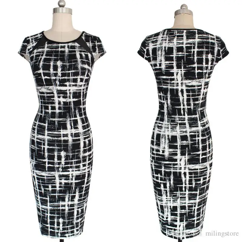 Женское облегающее вечернее платье-карандаш в горошек с коротким рукавом |