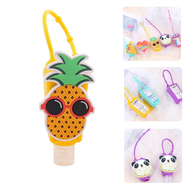 

10Pcs Hand Sanitizer 30ml Empty Bottle Silicone Holder Cartoon Keychain Carrier