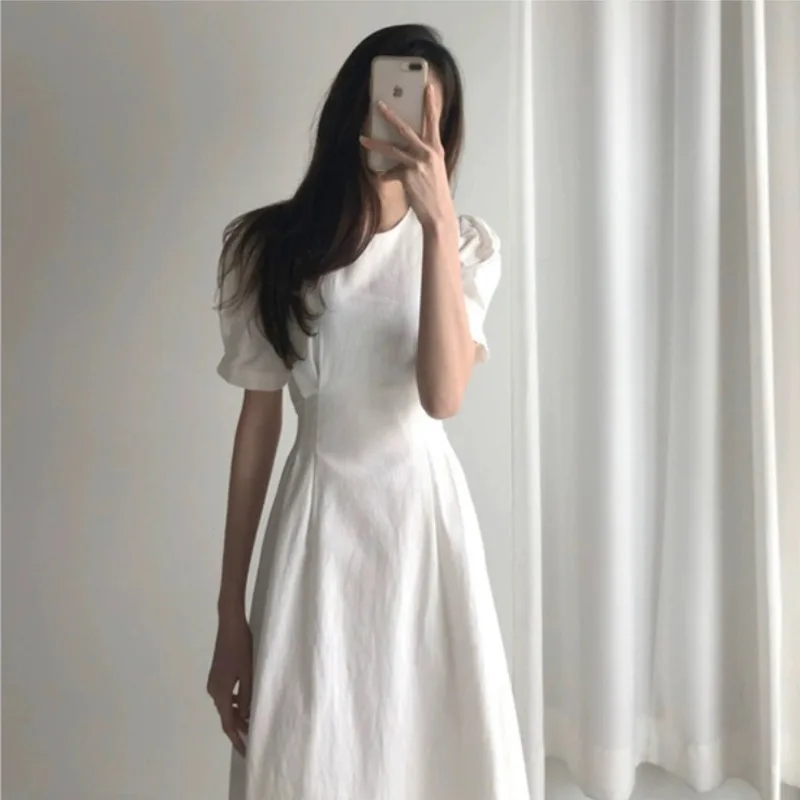 Женское винтажное платье-макси SHENGPALAE свободное однотонное тонкое с высокой