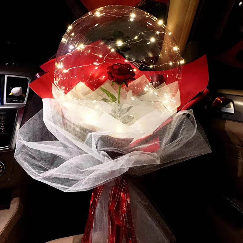 Огни на День Святого Валентина подарок Чистая красная БОБО сделать букет космический цветок Резинка