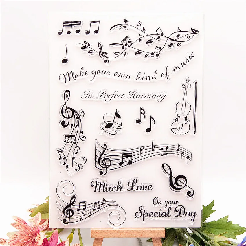 15x21 см нот Лист Музыка прозрачное уплотнение прозрачные штампы Силиконовое TPR