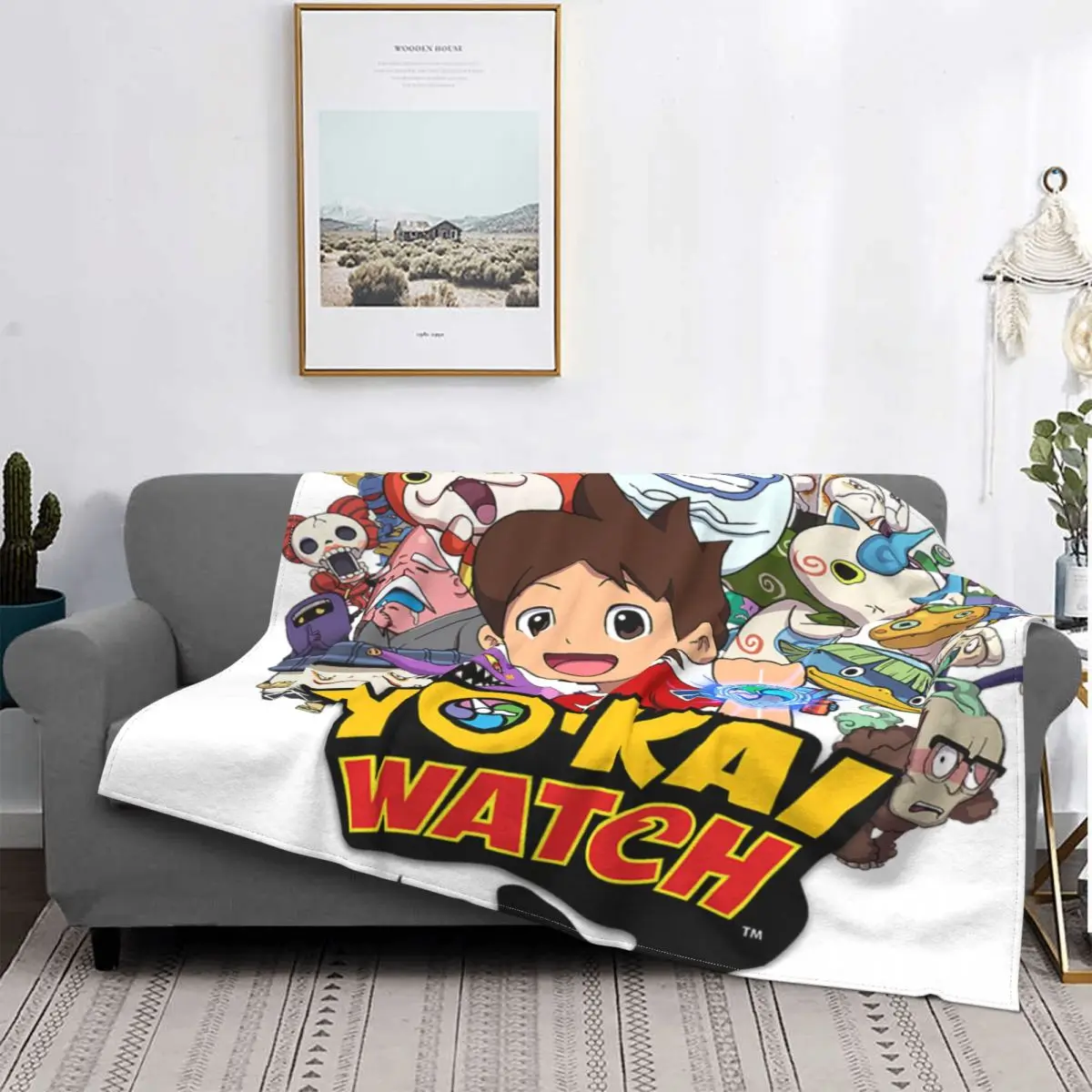 

Yo-kai-Manta a cuadros Yokai Watch 2, para cama colcha, manta Kawaii de felpa de Anime, colchas de verano, mantas receptoras