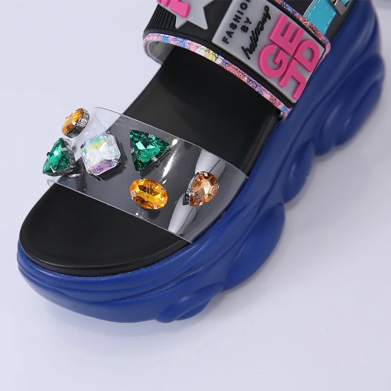 

Wedges Platform Sandals Women 2021 Crystal Designer Height Increasing Ladies High Heels Shoes Woman Sport Beach Sandalias