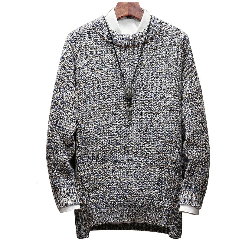 Осень зима 2020 мужской повседневный вязаный свитер модный однотонный с круглым