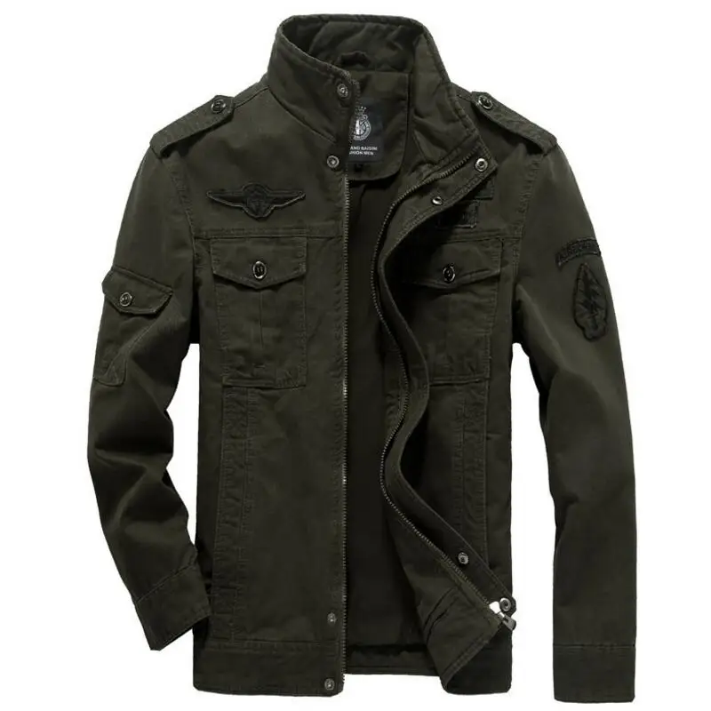 

Military Jackets For Men Multi-pocket Cargo Jackets Army Green Coats Good Quality Men Cotton Stand-up collar Fit Casual Jackets
