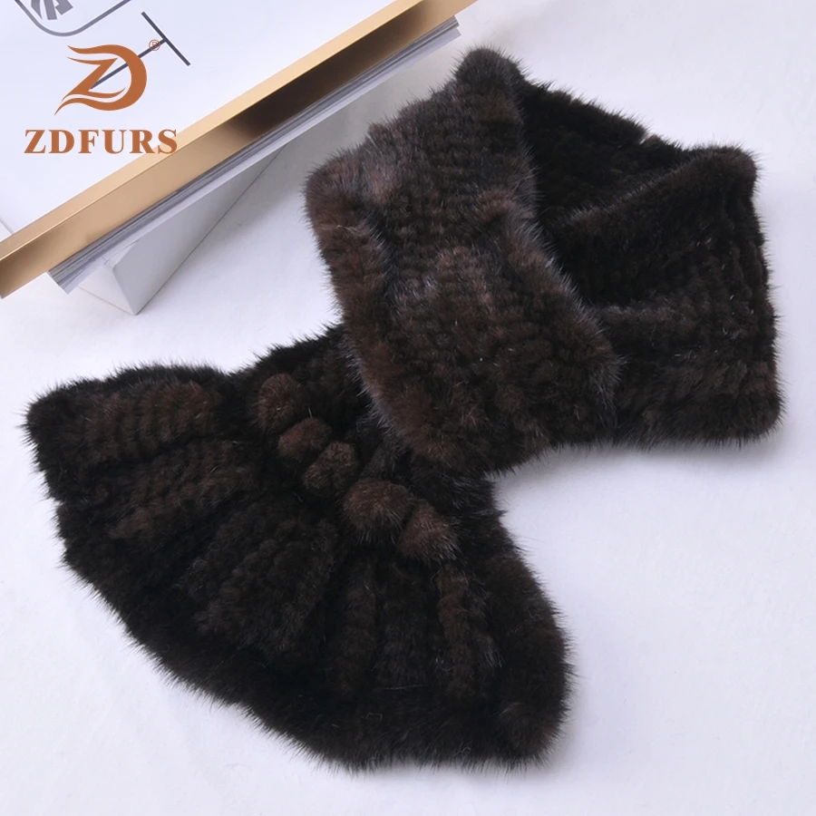 ZDFURS * оптовая продажа модный новый дизайн вязаный шарф из натурального меха норки