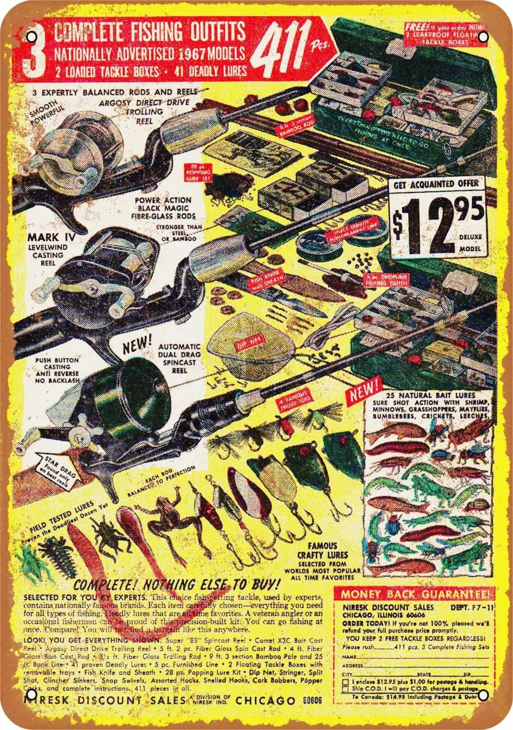 

SLALL 1967 Fishing Tackle Sets Retro Street Sign Household Metal Tin Sign Bar Cafe Car Motorcycle Garage Decoration