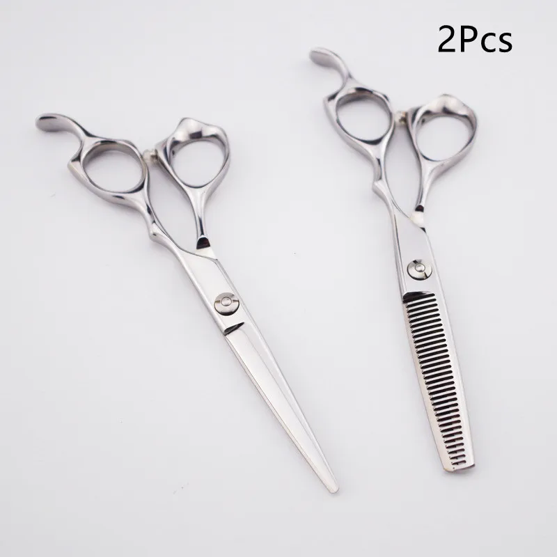 2 Pcs Silver Steel  Hair Cutting Scissors Styling Tool Shears Thinning Barber Scissors Salon Professional Hairdressing Scissors