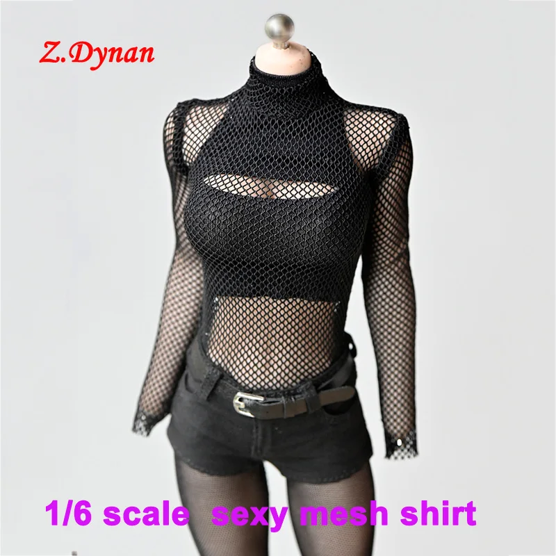 Женская Сетчатая футболка в наличии 1/6 Прозрачная Футболка одежда для 12 дюймов