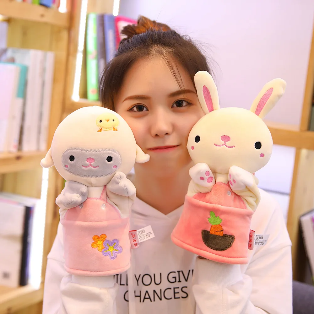 Мультяшные плюшевые игрушки животные куклы на пальцы кролик панда альпака коала