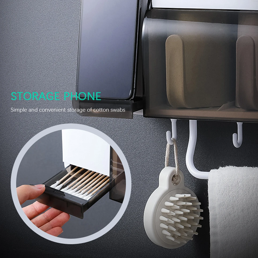 

Household Items Multifunctional Toothbrush Holder Toothpaste Extruder Bathroom Accessories Dispenser Set Bathroom Storage Box