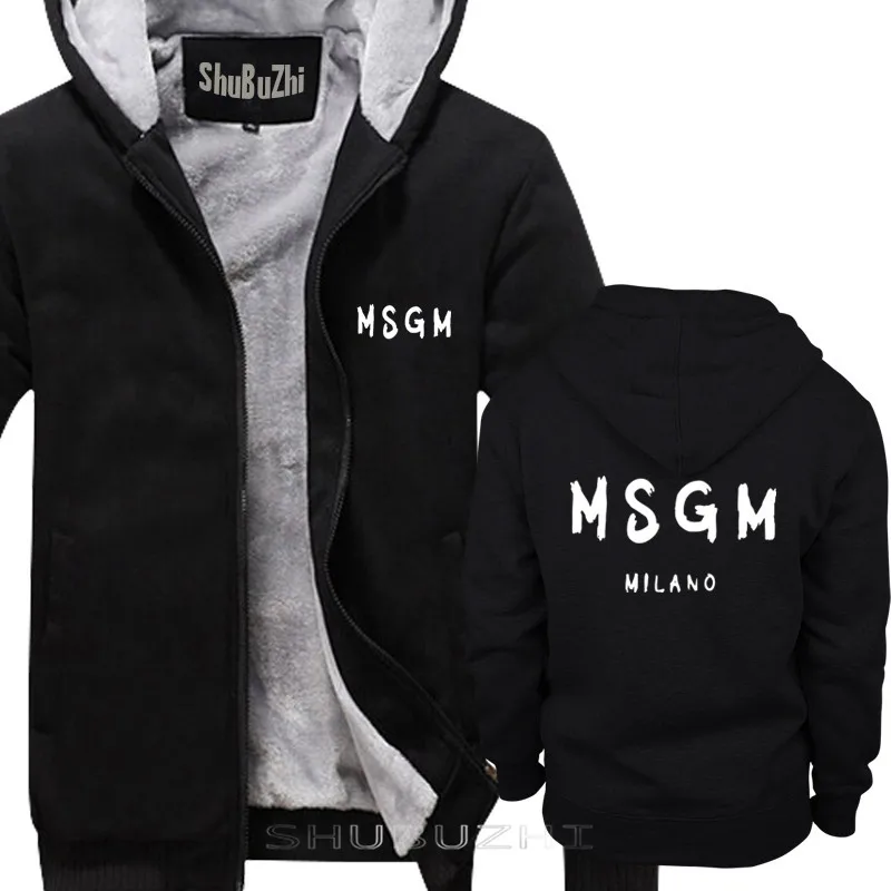 thick black Для мужчин MSGM Толстая куртка зима осень shubuzbi бренд худи с напечатанными буквами shubuzhi черный серый пуловер Прямая sbz5105 - Цвет: thick black