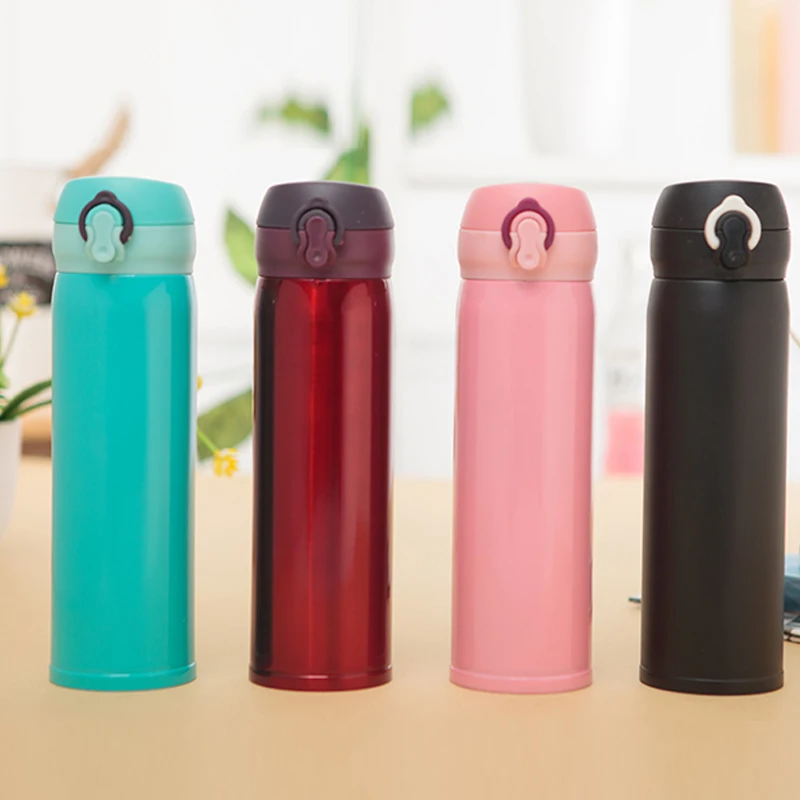 450ml Travel Mug Water Thermos Stainless Steel Double Wall Thermal Cup Bottle Vacuum Cup School Home Tea Coffee Drink Bottle