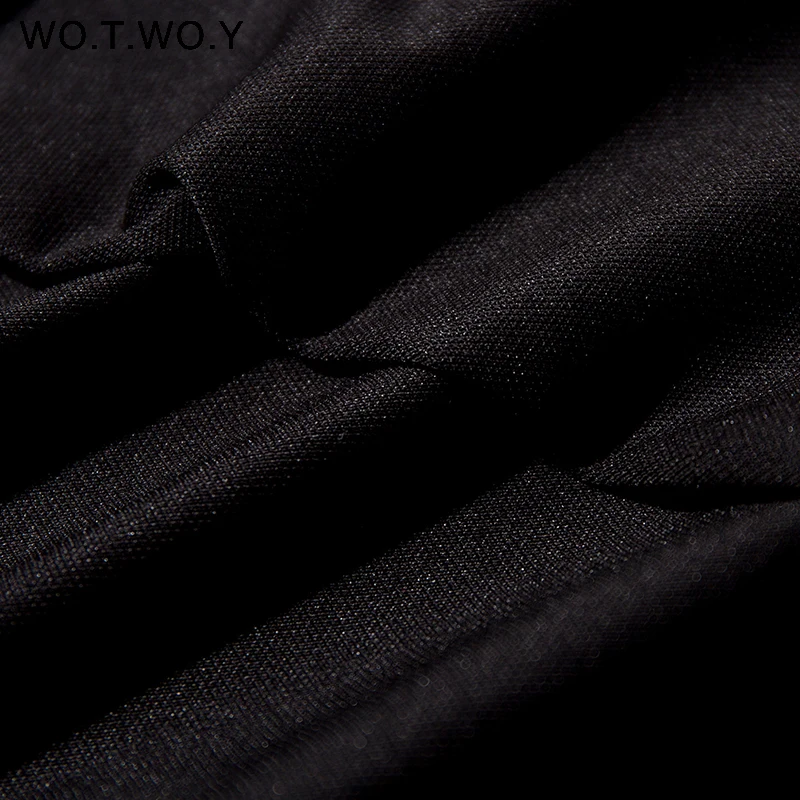 Женское Повседневное платье поло WOTWOY черное винтажное в полоску с v образным - Фото №1