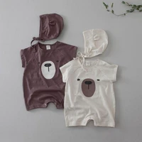2021 summer newborn bear clothes short sleeve girls jumpsuits baby boys rompers with hat 2pcs baby bear clothes set
