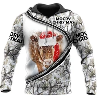moory christmas hoodie cute cow 3d printing fashion zipper hoodie harajuku street casual sweatshirt dyi308