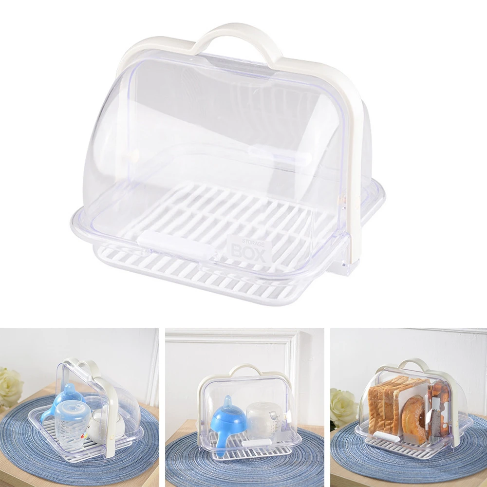

Bread Box With Lid Portable Handle Dustproof Cake Storage Container Foods Loaf Bread Keeper for Carrying Storing