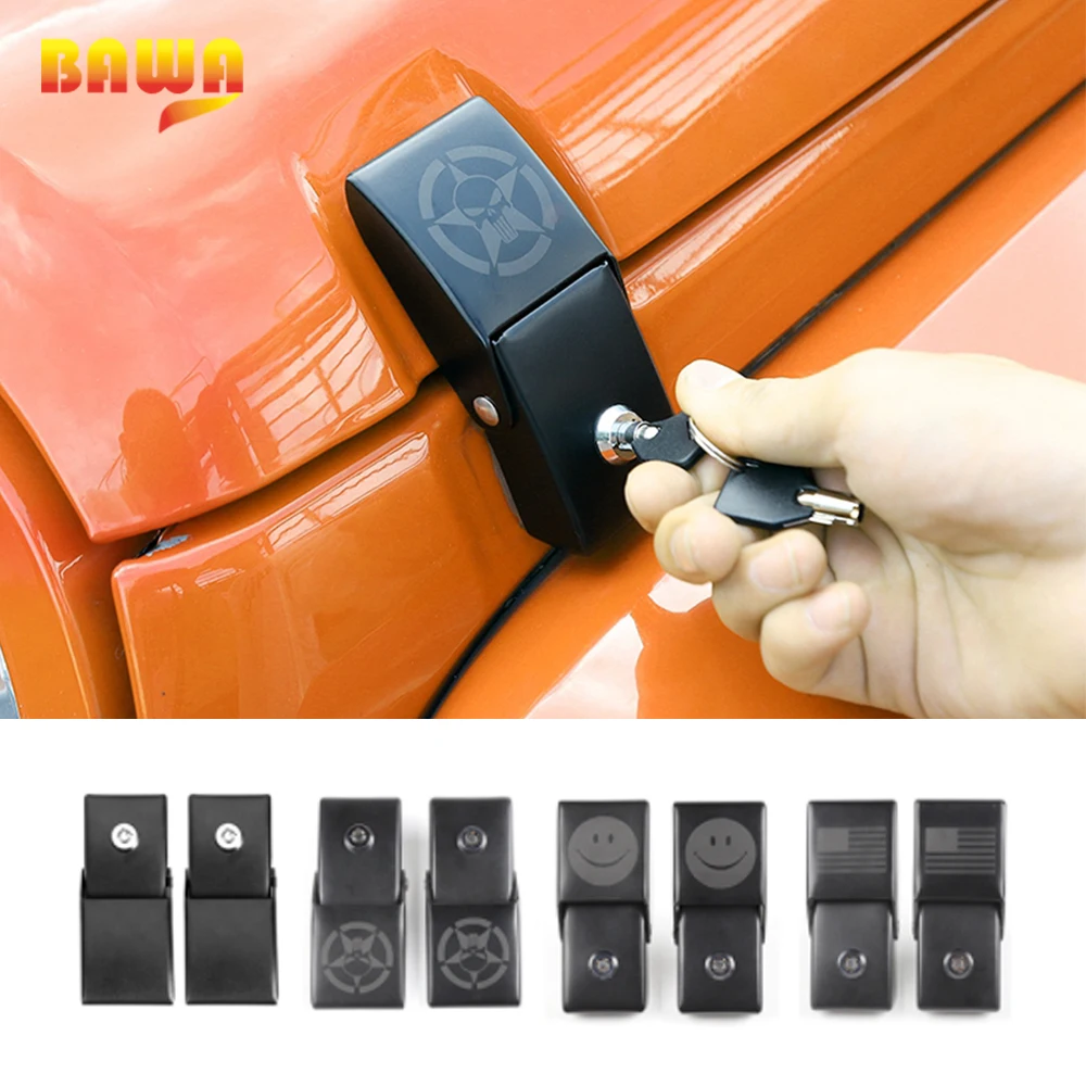 BAWA крышка двигателя Замок капота для Jeep Wrangler JK JL 2007 металлический с ключом шаблон