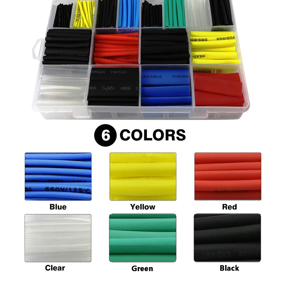 580 шт./компл. термоусадочные трубки рукавы изоляционные Termoretractil полиолефина
