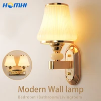 glass lampshade wall light fixture modern room decoration bathroom sconce lamp entrance classic golden indoor lighting hwl 006