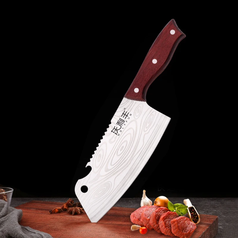 

7-inch Damascus Chef Knife Meat Cleaver Knife Stainless Steel Professional Butcher Chopper Wood Handle for Home Kitchen