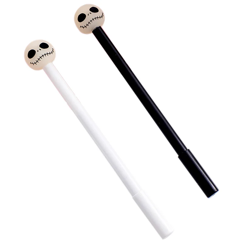 36 шт./лот светящаяся гелевая ручка с черепом 0 5 мм Черная для студентов кавайные