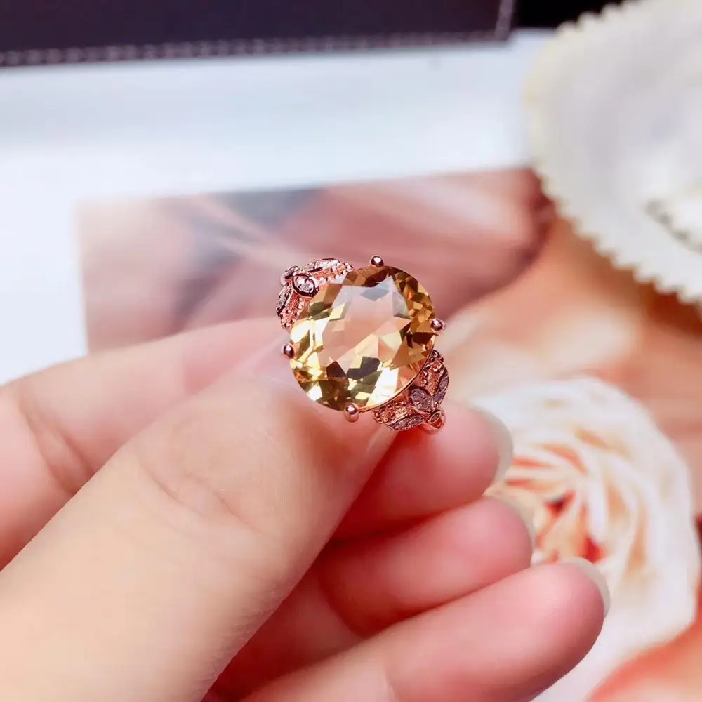 Женское кольцо с фиолетовым аметистом/желтым цитрином ювелирное изделие из