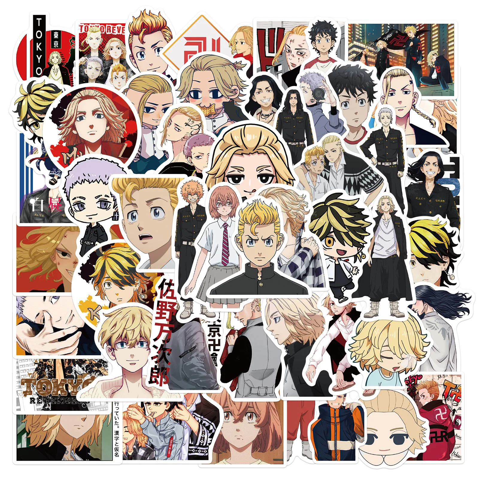 

50 PCS Tokyo Revengers Stikers Anime Manjiro Sano Ken Ryuguji Mikey Draken Keisuke Baji Takashi Mitsuya PVC Stickers for Kid Toy