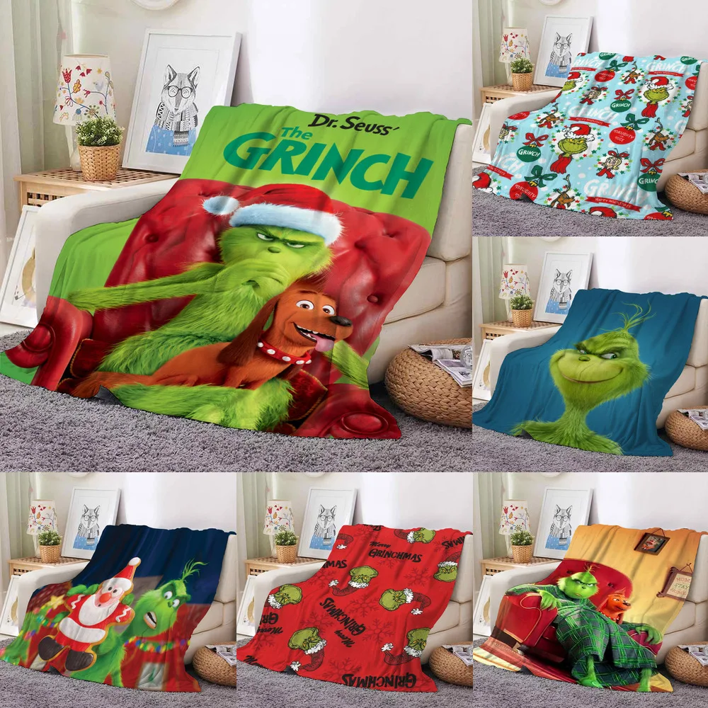 

Green Grinch Plush Blanket 3D Variety Magic Blanket Wearable Cloak Lazy Blanket Double Layer Blanket For Beds Travel Home